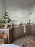 7671 Trellis Leaves Light Green and White Falsterbo III Wallpaper by Boråstapeter