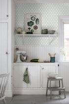 7671 Trellis Leaves Light Green and White Falsterbo III Wallpaper by Boråstapeter