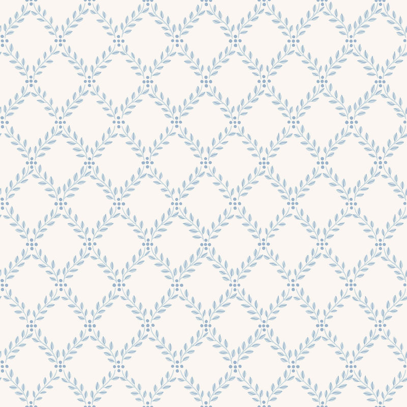 7672 Trellis Leaves Light Blue and Grey Falsterbo III Wallpaper by Boråstapeter