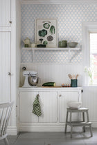 7672 Trellis Leaves Light Blue and Grey Falsterbo III Wallpaper by Boråstapeter