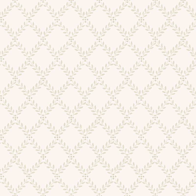 7673 Trellis Leaves Light Beige and White Falsterbo III Wallpaper by Boråstapeter