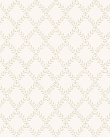 7673 Trellis Leaves Light Beige and White Falsterbo III Wallpaper by Boråstapeter
