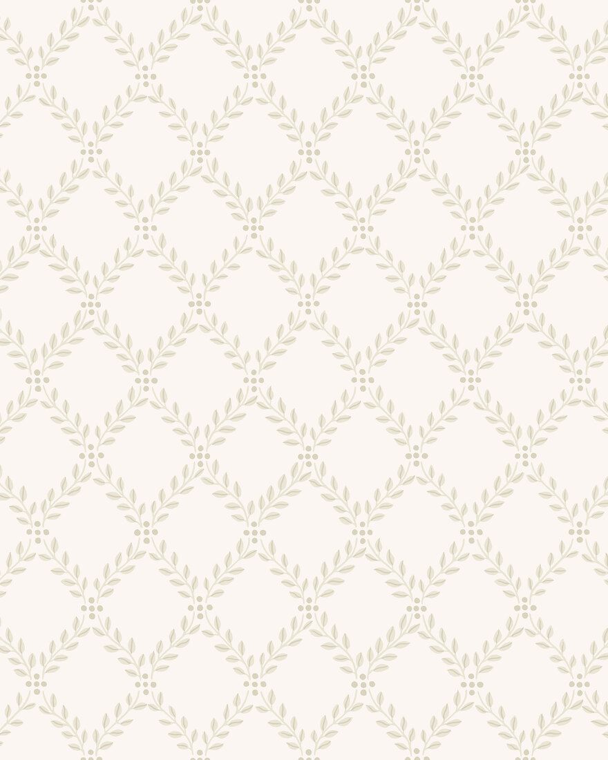 7673 Trellis Leaves Light Beige and White Falsterbo III Wallpaper by Boråstapeter