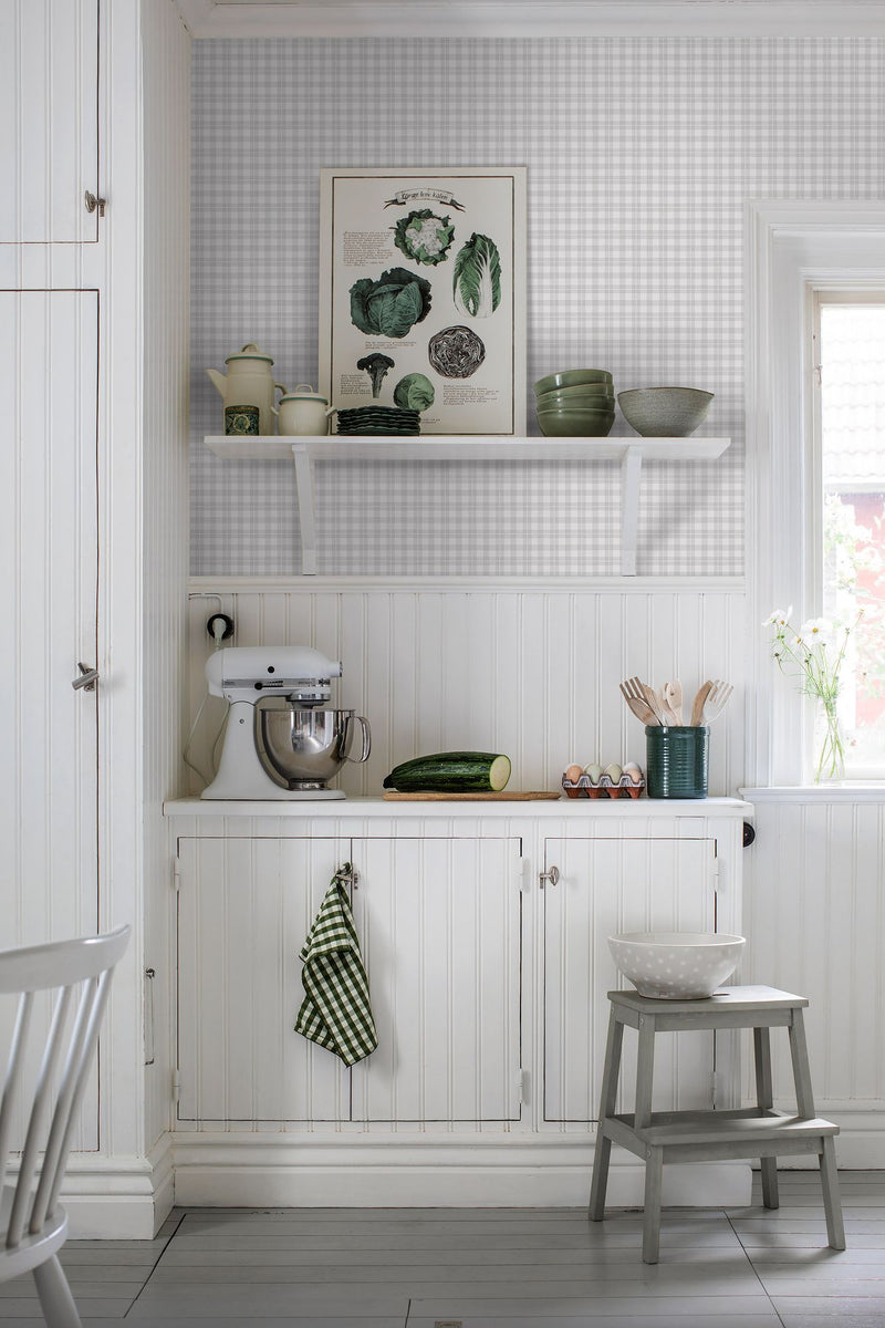 7676 Frida Light Grey and White Falsterbo III Wallpaper by Boråstapeter
