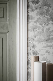 7677 Countryside Morning Light Grey and White Falsterbo III Wallpaper by Boråstapeter