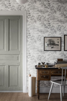7677 Countryside Morning Light Grey and White Falsterbo III Wallpaper by Boråstapeter