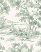 7678 Countryside Morning Light Green and White Falsterbo III Wallpaper by Boråstapeter