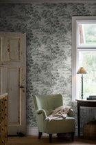 7678 Countryside Morning Light Green and White Falsterbo III Wallpaper by Boråstapeter