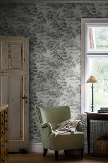 7678 Countryside Morning Light Green and White Falsterbo III Wallpaper by Boråstapeter