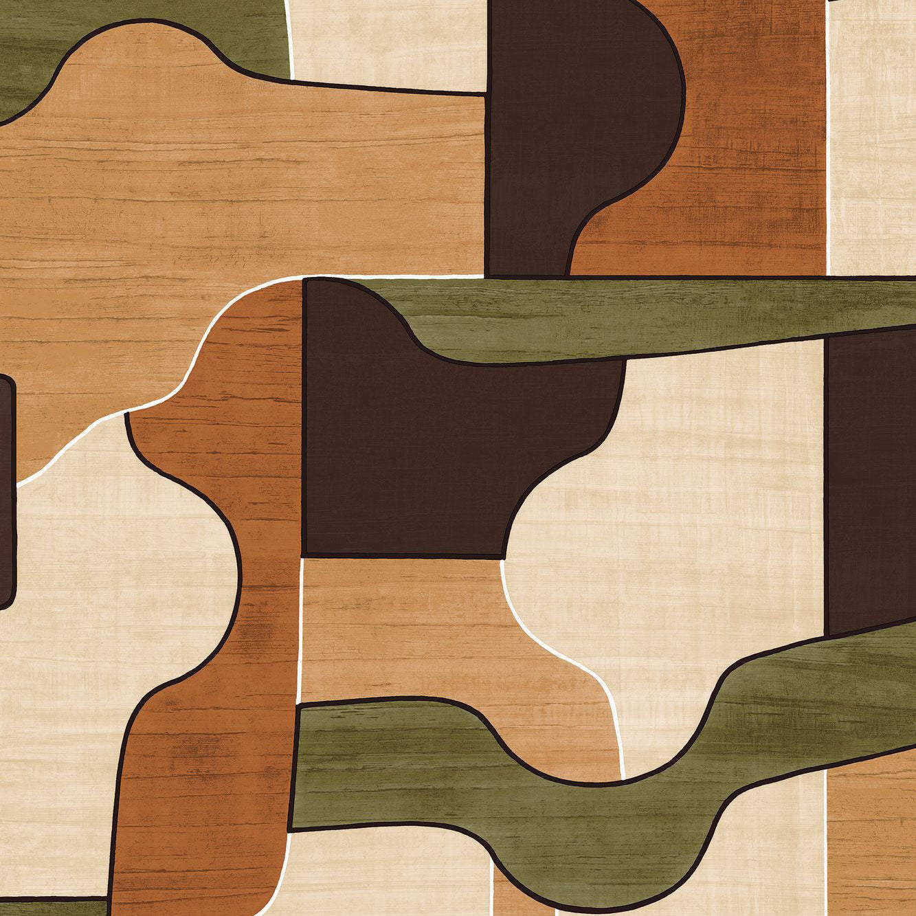 76820304 Modernismo Ambre/Kaki Modernismo Wallpaper by Casamance