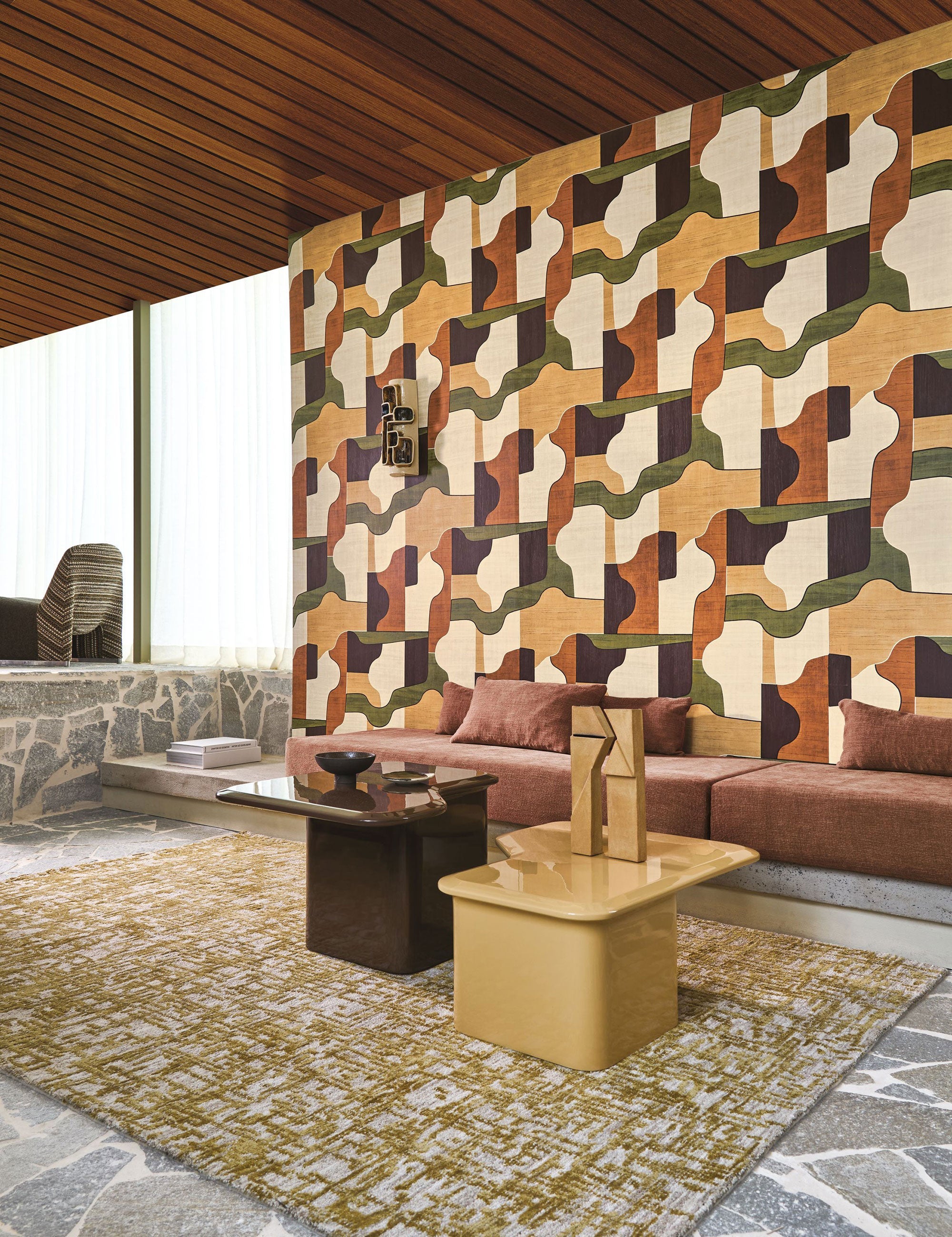 76820304 Modernismo Ambre/Kaki Modernismo Wallpaper by Casamance
