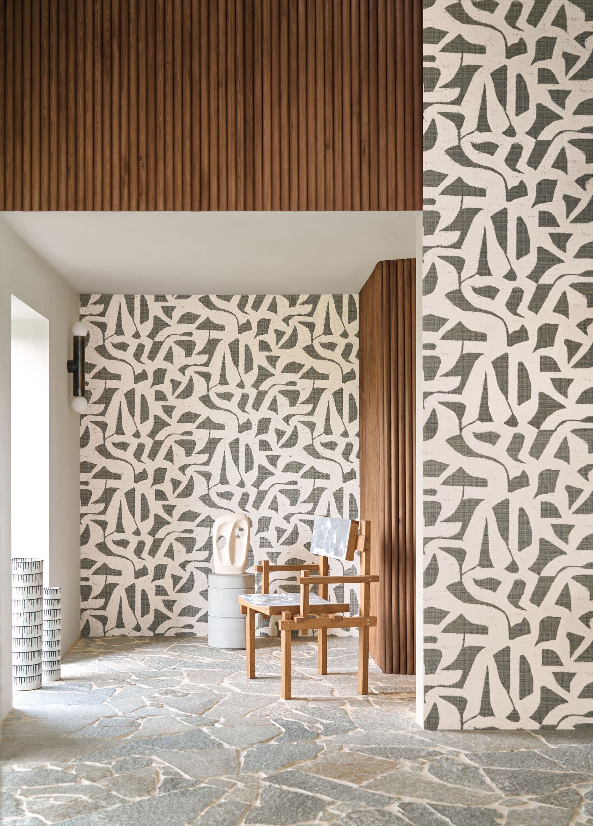 76830814 Cana Anthracite Modernismo Wallpaper by Casamance
