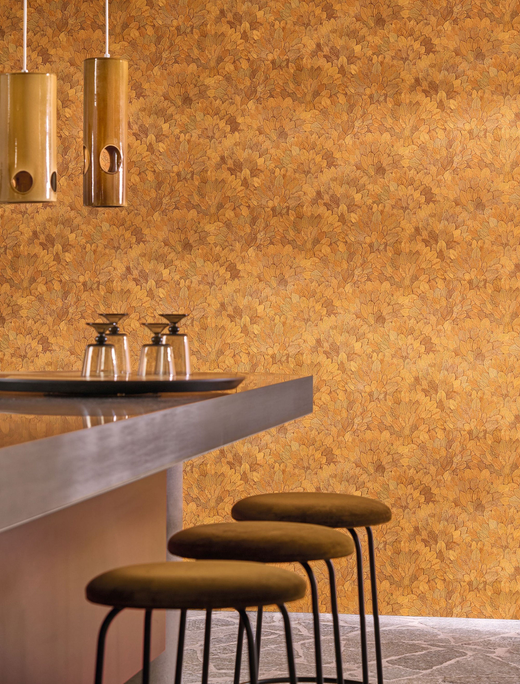76841324 Feijoa Safran Modernismo Wallpaper by Casamance
