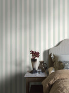 7684 Falsterbo Stripe Light Green and Beige Falsterbo III Wallpaper by Boråstapeter