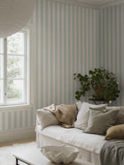 7684 Falsterbo Stripe Light Green and Beige Falsterbo III Wallpaper by Boråstapeter