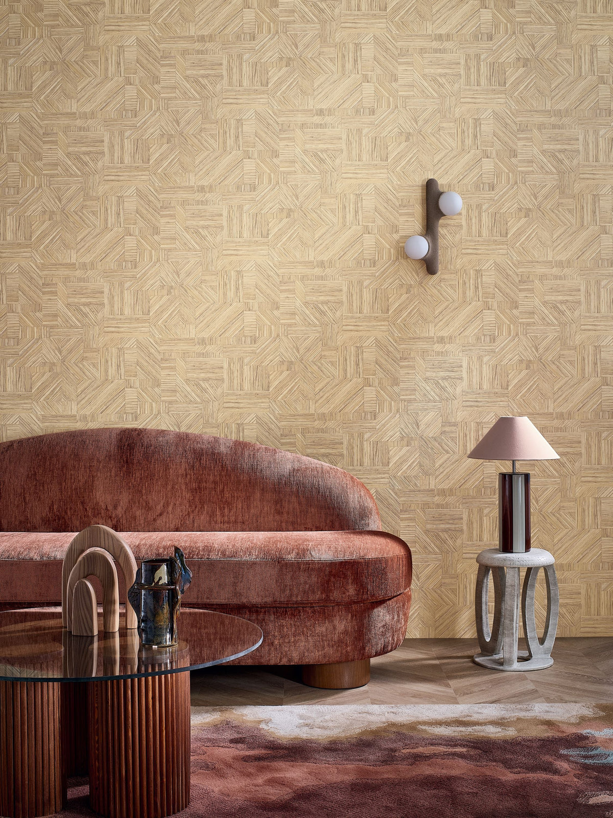 Imbrication Paille Nature Sur Mesure - Textures Wallpaper by Casamance