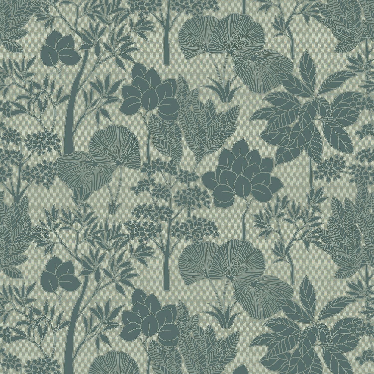 76900304 Inara Céladon/Doré Tressora Wallpaper by Casamance