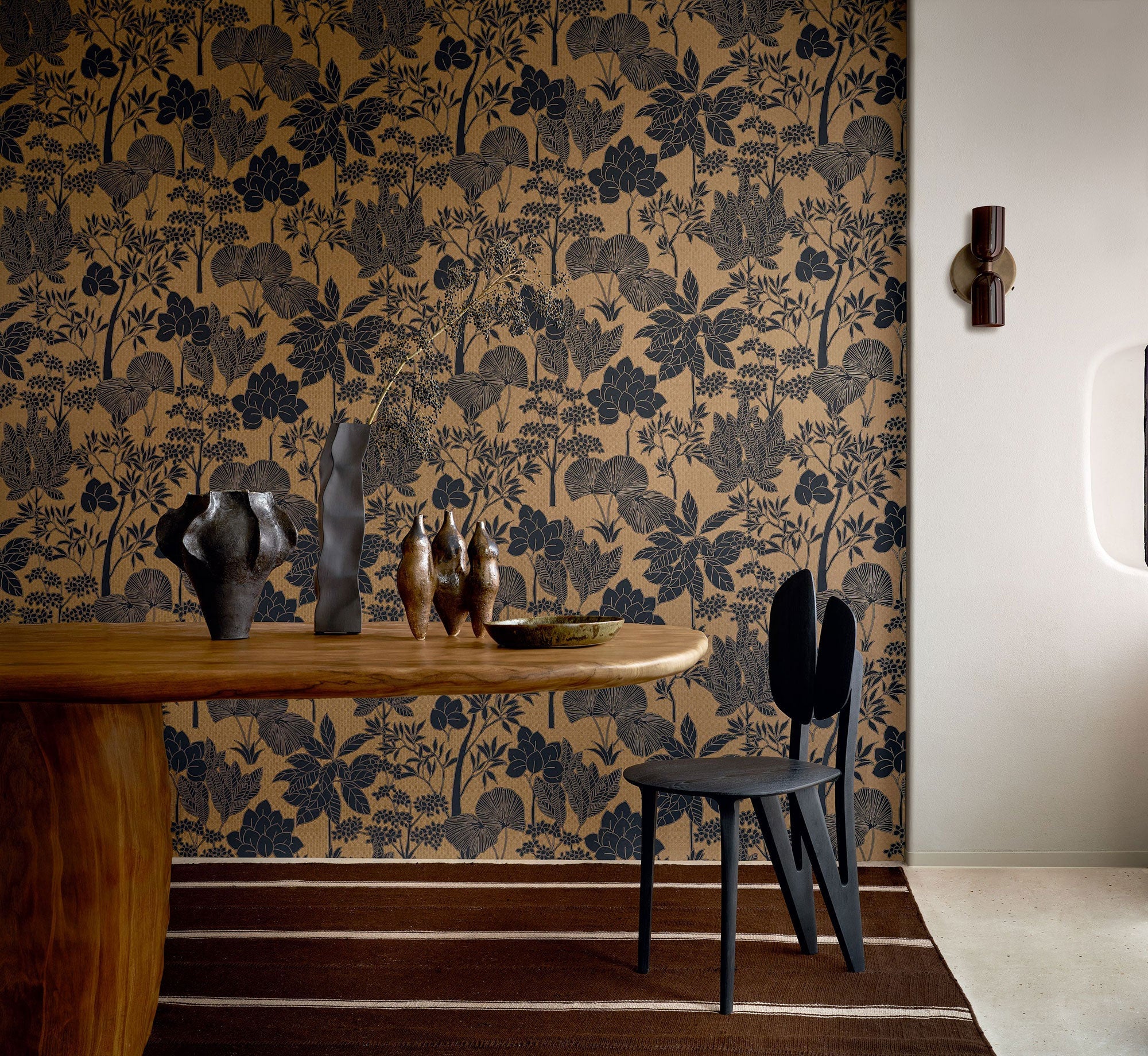 76900508 Inara Noir/Doré Tressora Wallpaper by Casamance