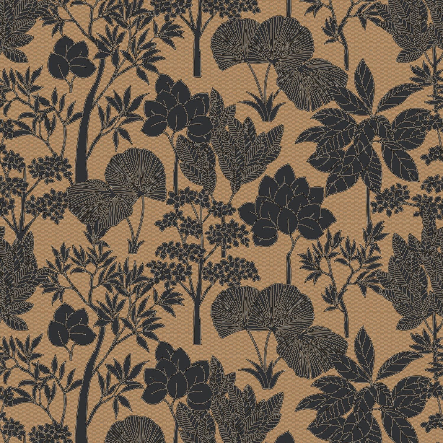 76900508 Inara Noir/Doré Tressora Wallpaper by Casamance