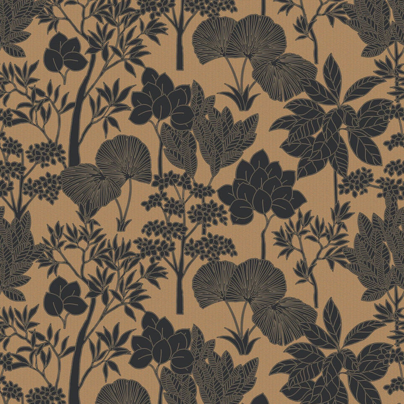 76900508 Inara Noir/Doré Tressora Wallpaper by Casamance