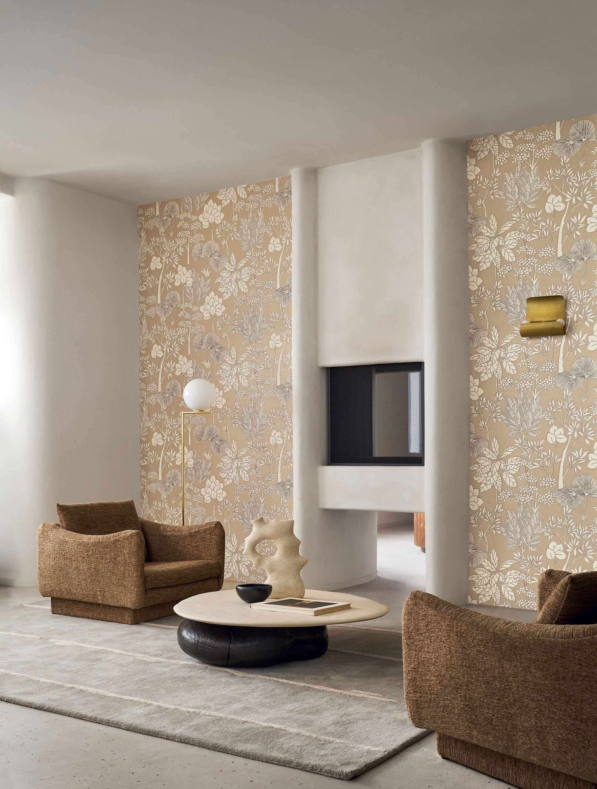 76902650 Inara Beige/Doré Tressora Wallpaper by Casamance