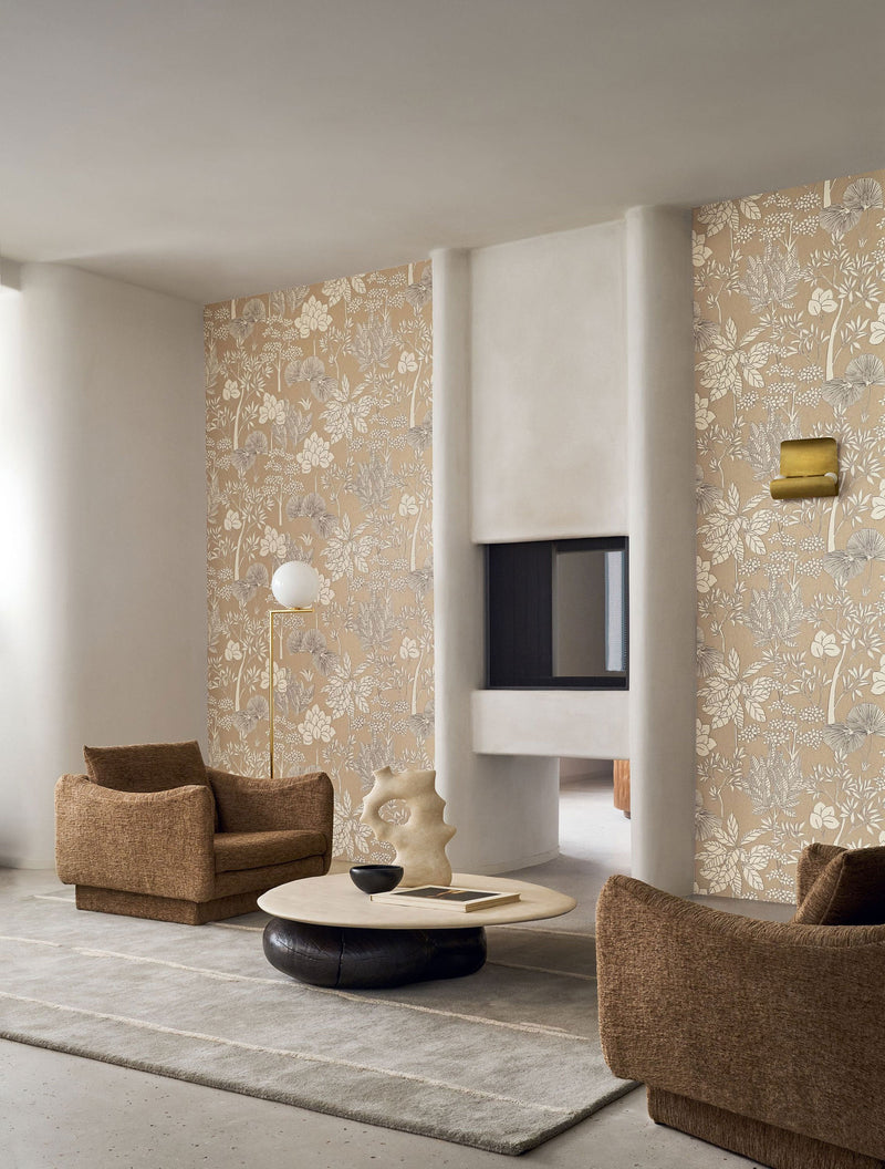 76902650 Inara Beige/Doré Tressora Wallpaper by Casamance