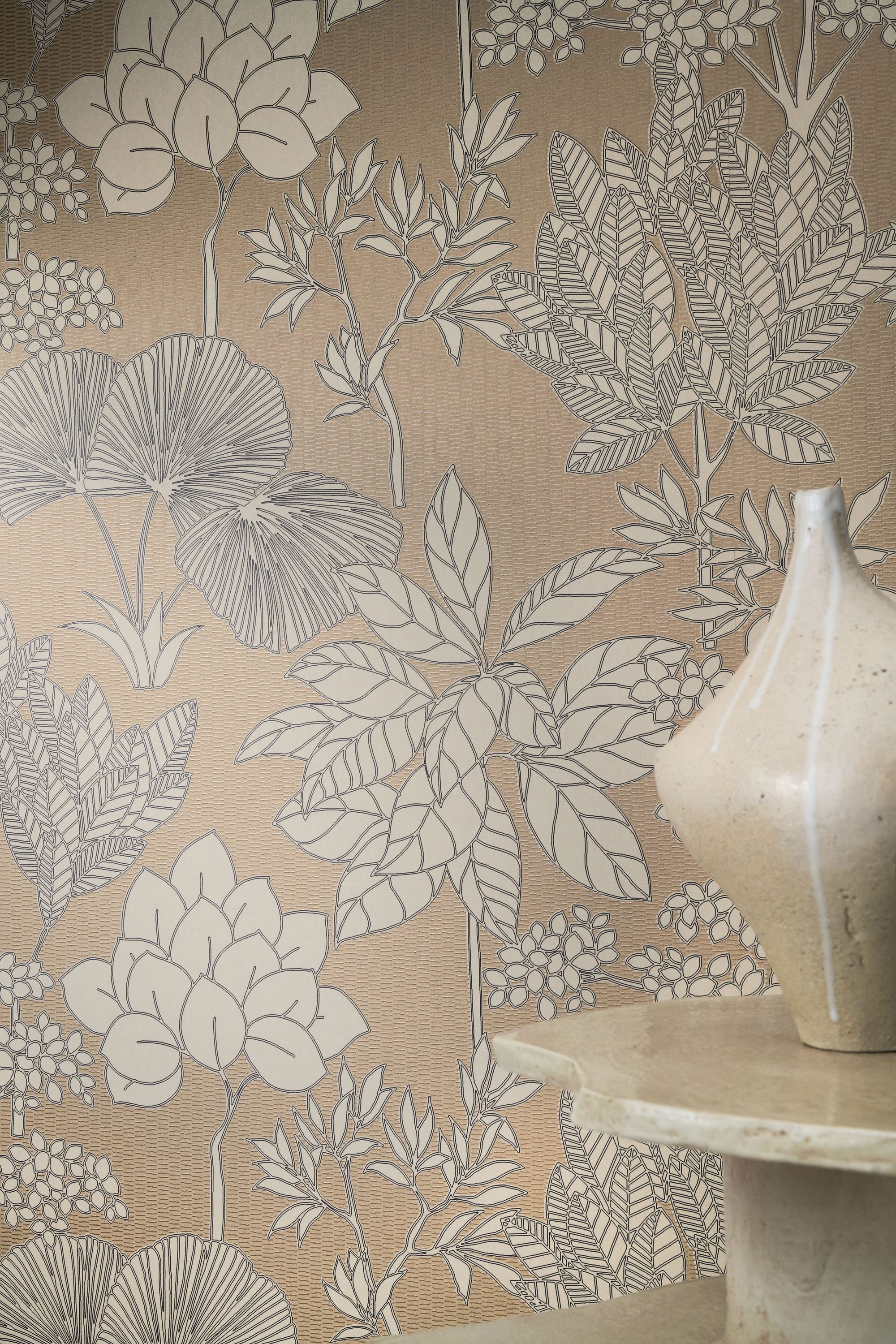 76902650 Inara Beige/Doré Tressora Wallpaper by Casamance