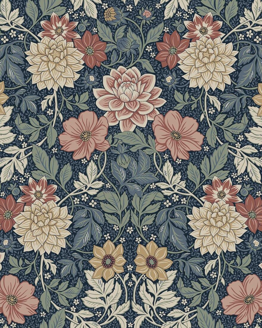 Dahlia Garden Multicoloured Icons Wallpaper by Boråstapeter