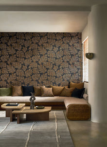 76911324 Lontara Noir/Doré Tressora Wallpaper by Casamance