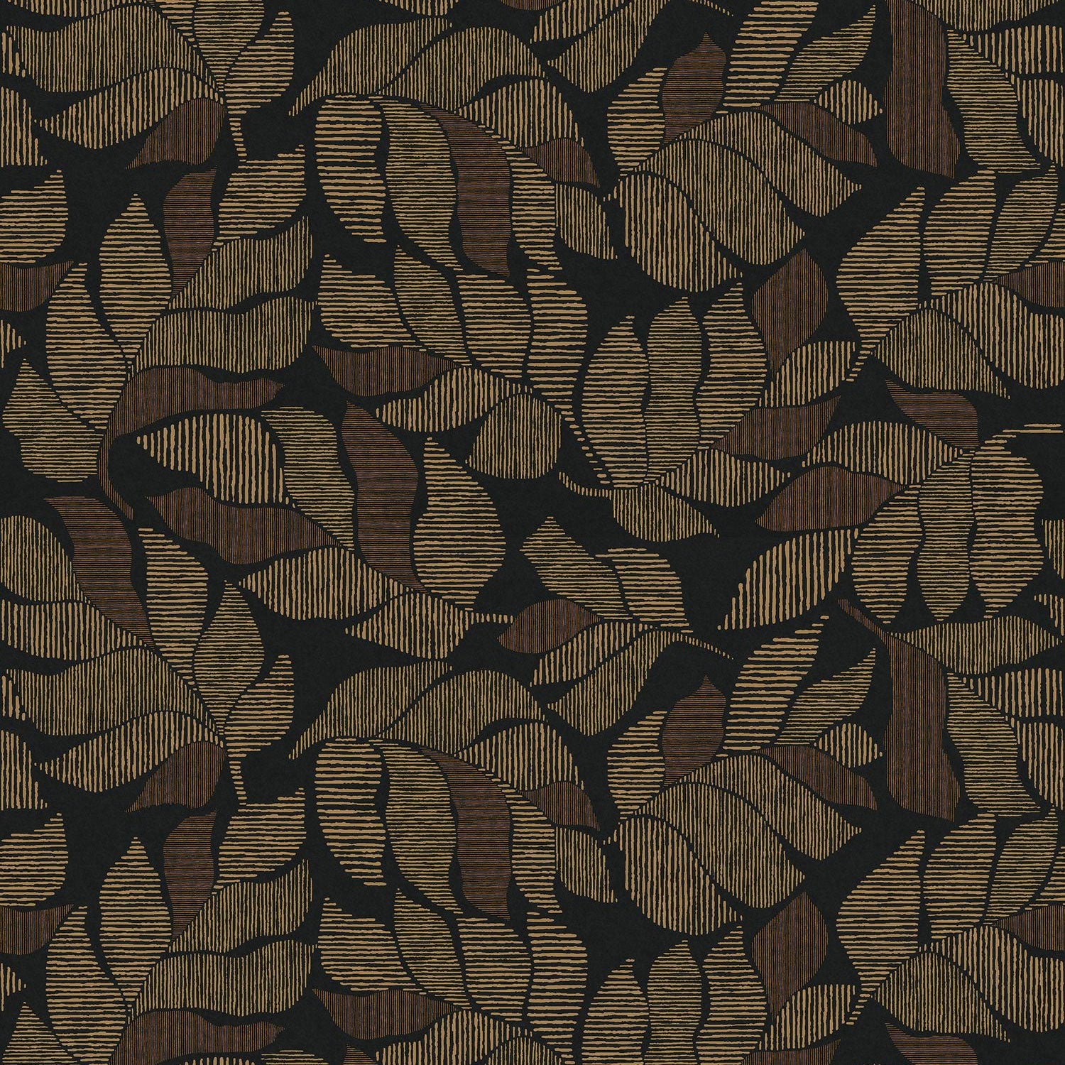 76911324 Lontara Noir/Doré Tressora Wallpaper by Casamance