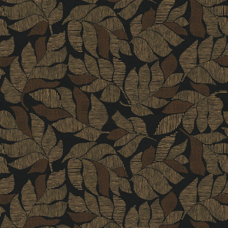 76911324 Lontara Noir/Doré Tressora Wallpaper by Casamance