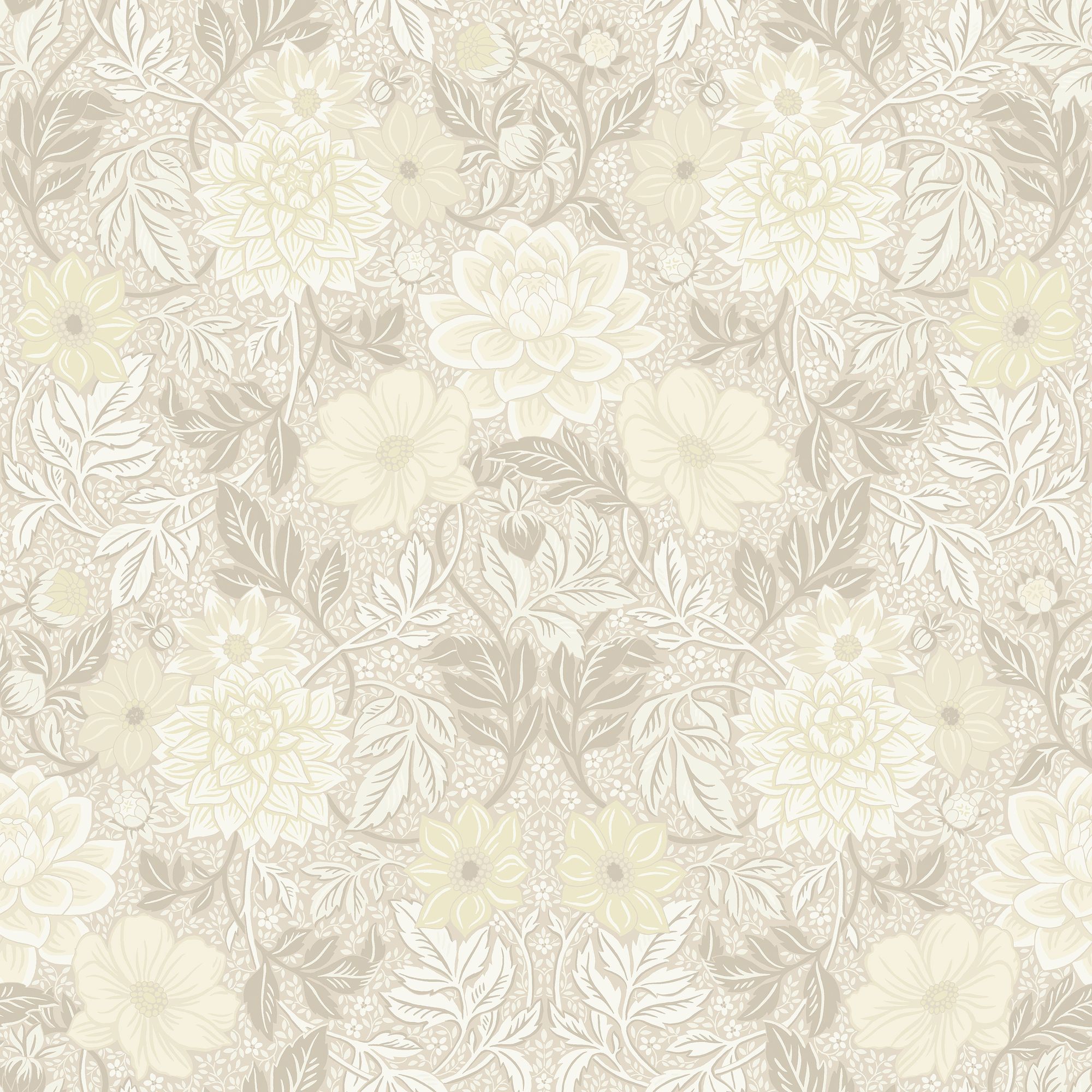 7691 Dahlia Garden Light Beige and White Falsterbo III Wallpaper by Boråstapeter