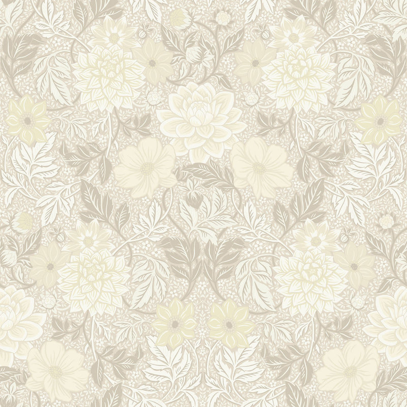 7691 Dahlia Garden Light Beige and White Falsterbo III Wallpaper by Boråstapeter