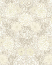 Dahlia Garden Light Beige and White Falsterbo III Wallpaper by Boråstapeter