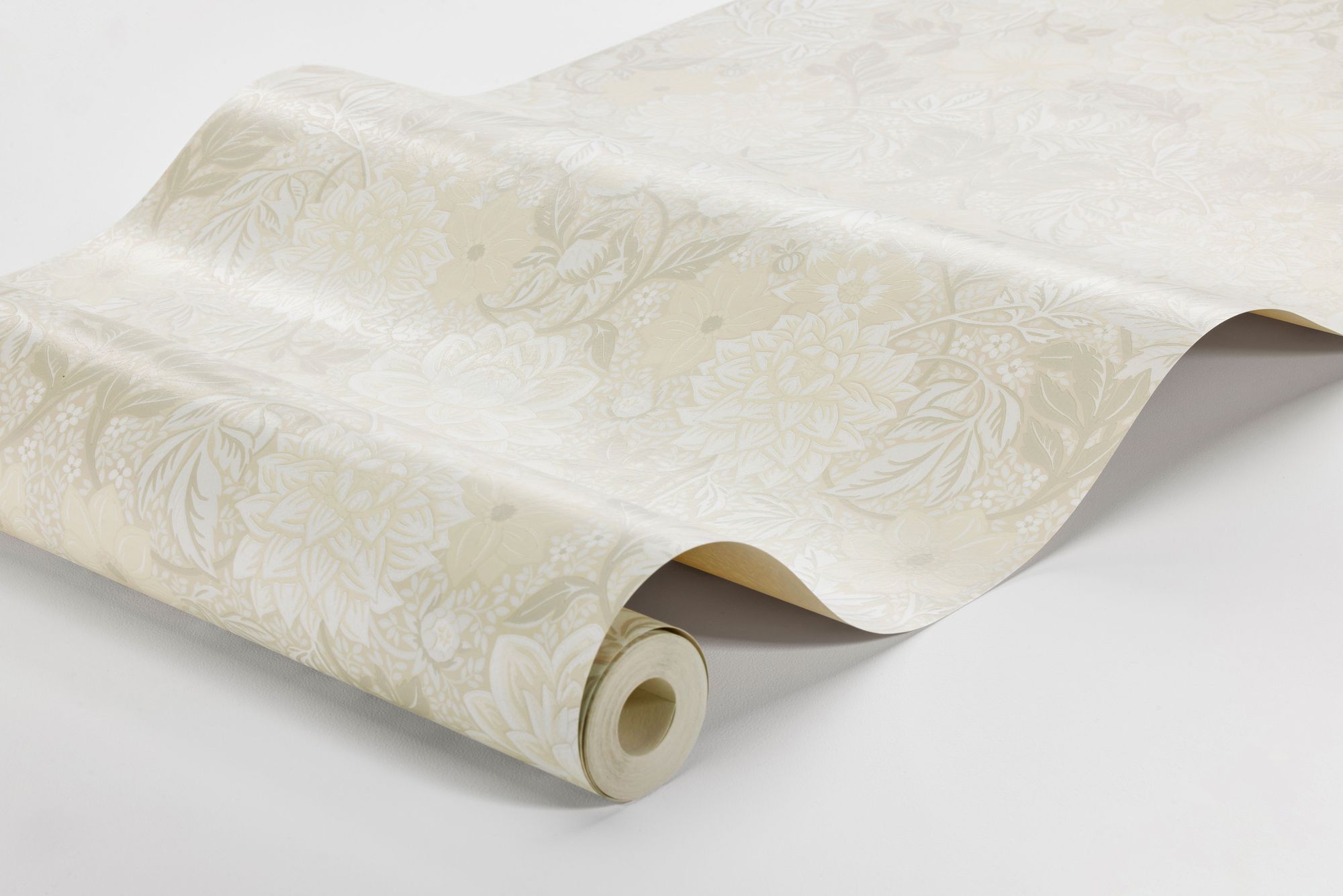 Dahlia Garden Light Beige and White Falsterbo III Wallpaper by Boråstapeter