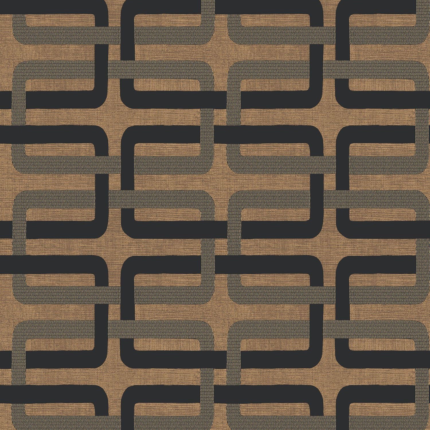 76933160 Matjara Noir/Doré Tressora Wallpaper by Casamance