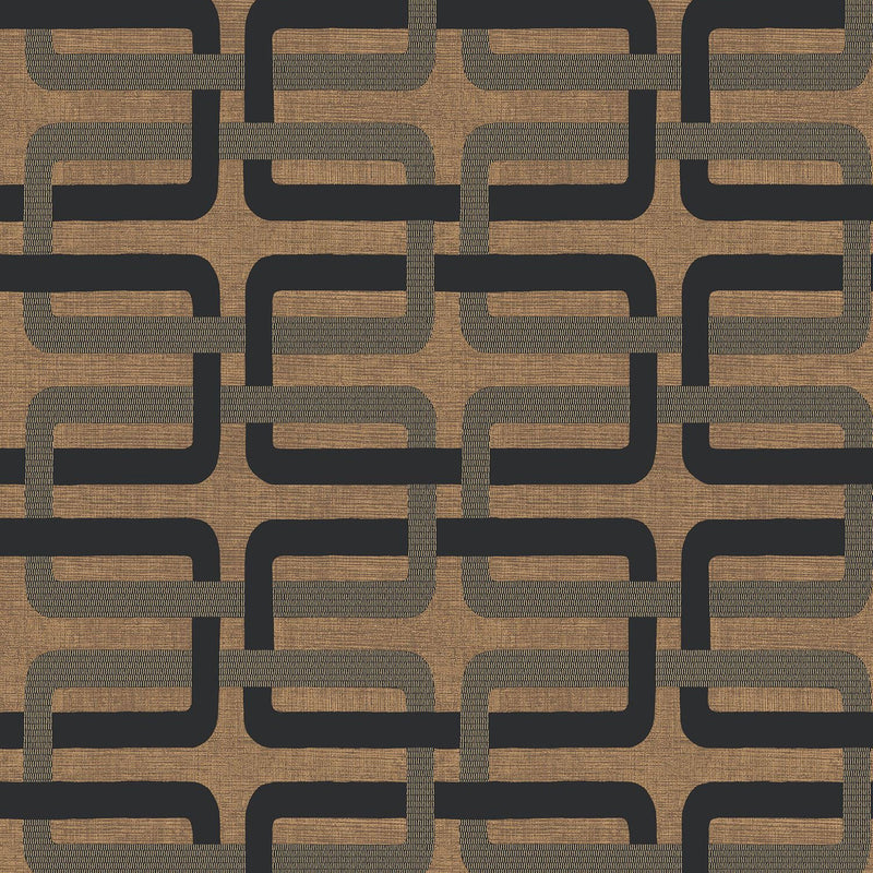 76933160 Matjara Noir/Doré Tressora Wallpaper by Casamance