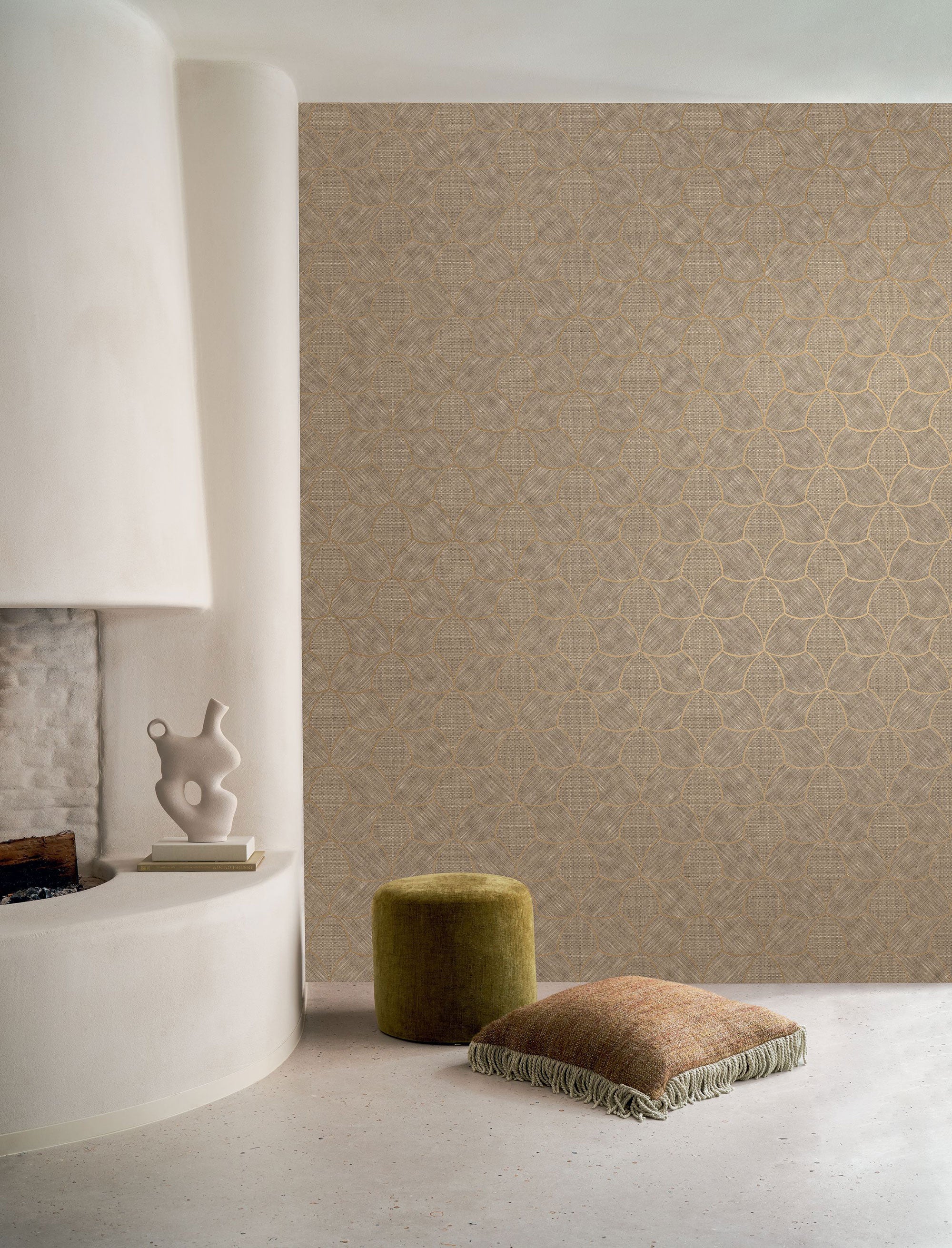 76943568 Tressana Sépia/Doré Tressora Wallpaper by Casamance