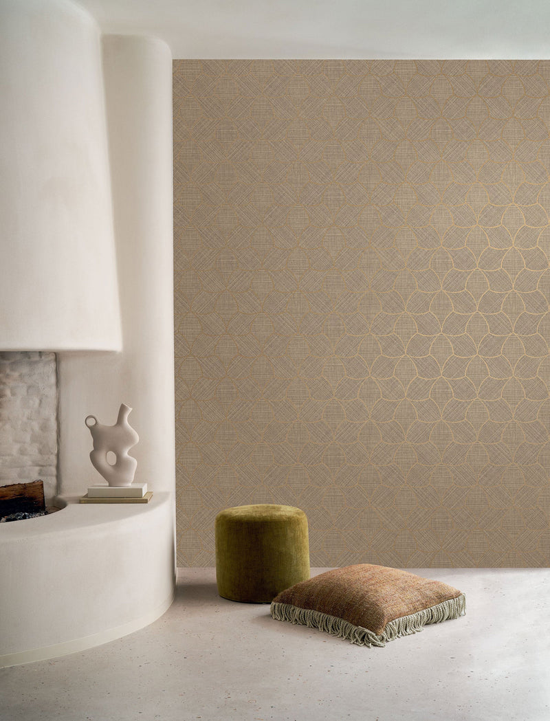 76943568 Tressana Sépia/Doré Tressora Wallpaper by Casamance