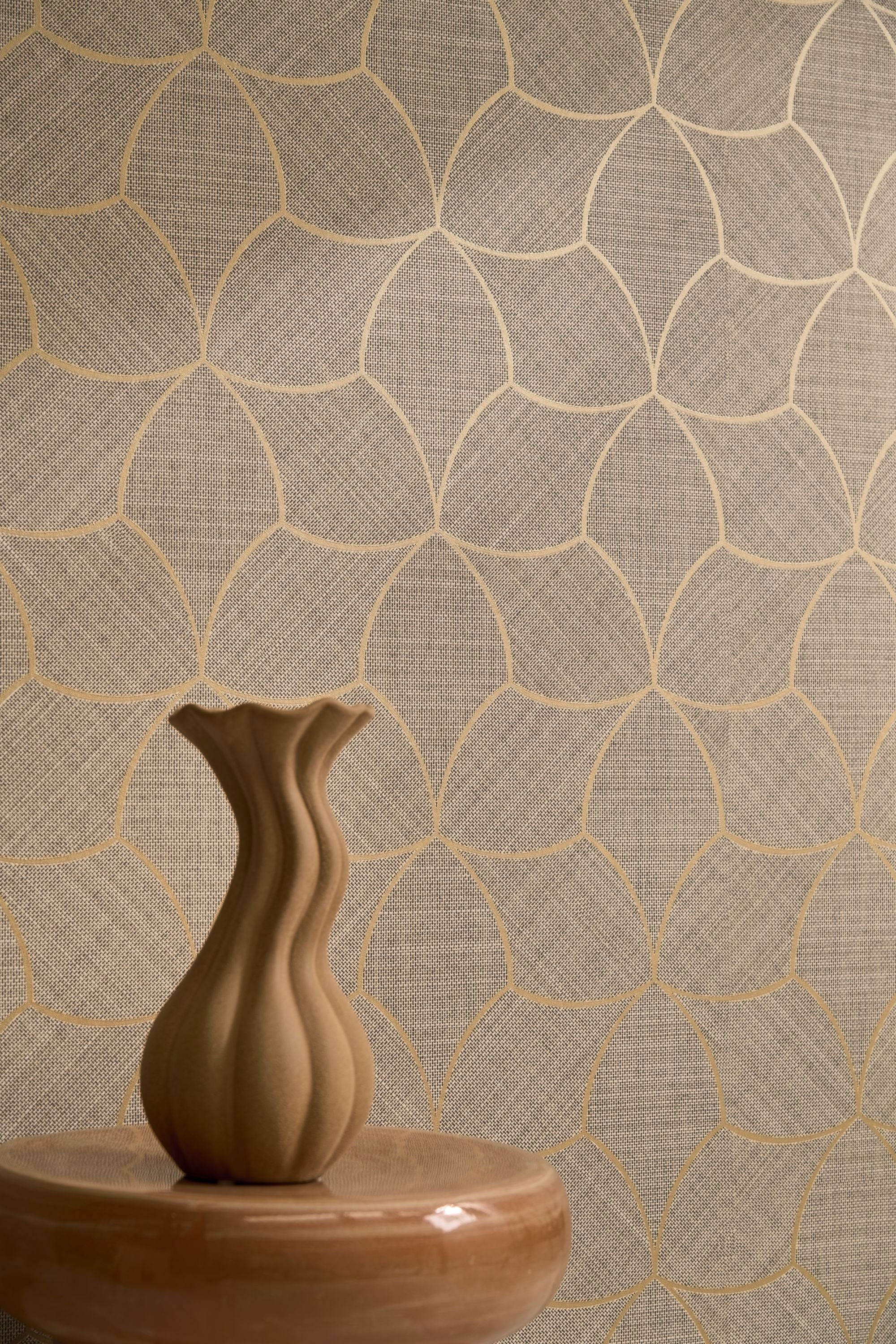 76943568 Tressana Sépia/Doré Tressora Wallpaper by Casamance