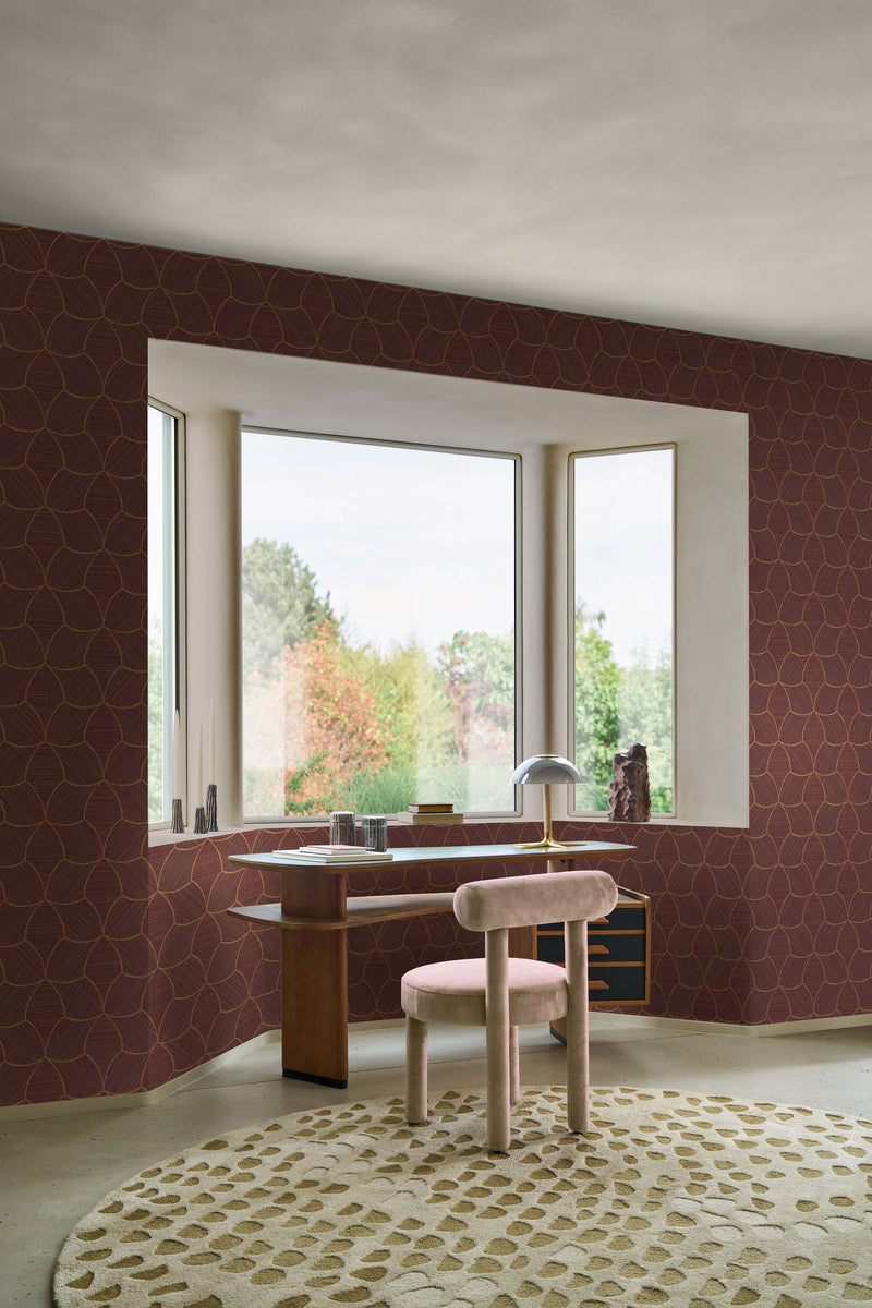 76943976 Tressana Pourpre/Cuivré Tressora Wallpaper by Casamance