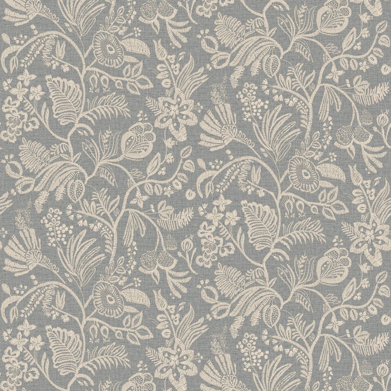 76960508 Pastel Pierre Bleue Broderies Wallpaper by Casamance