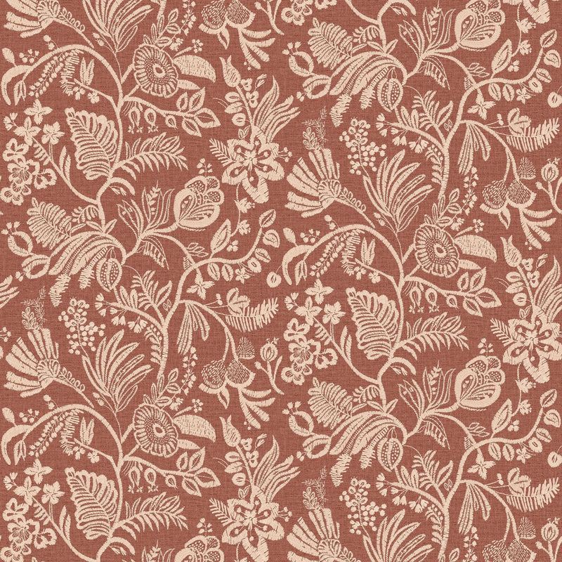 76960814 Pastel Terracotta Broderies Wallpaper by Casamance