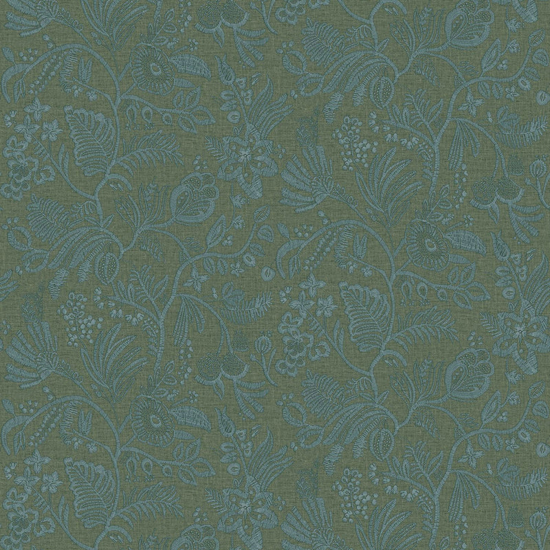 76961018 Pastel Emeraude Broderies Wallpaper by Casamance