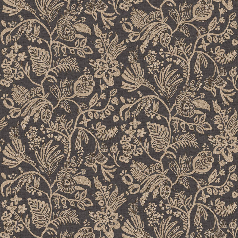 76961120 Pastel Ébène Broderies Wallpaper by Casamance