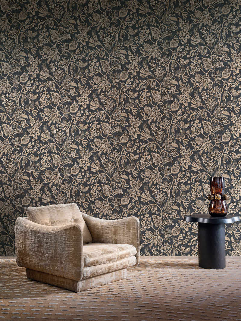 76961120 Pastel Ébène Broderies Wallpaper by Casamance
