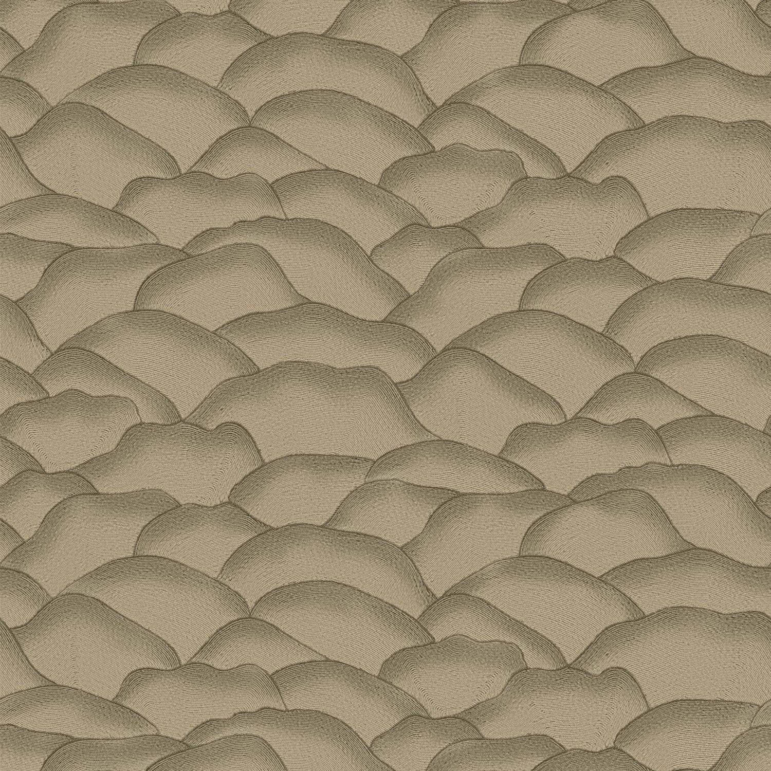 76971630 Ondula Kaki Broderies Wallpaper by Casamance