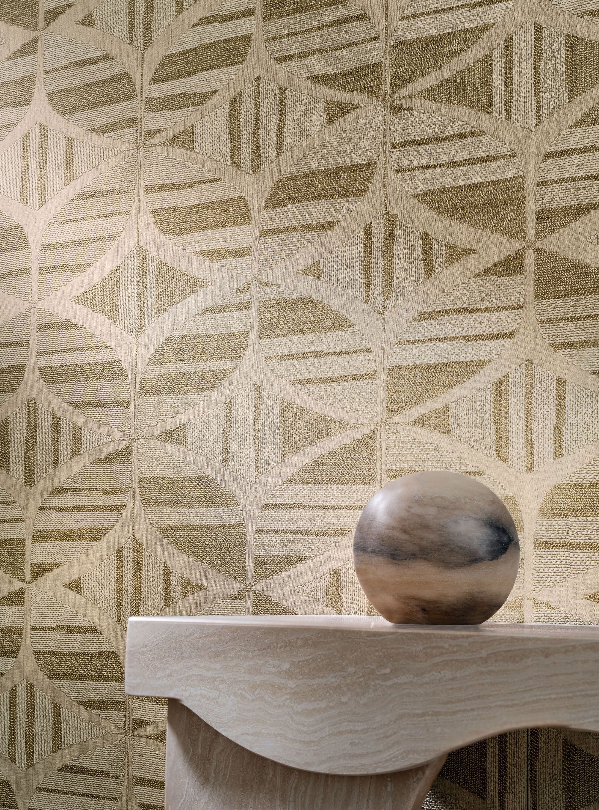 76982344 Filandra Lin/Kaki Broderies Wallpaper by Casamance