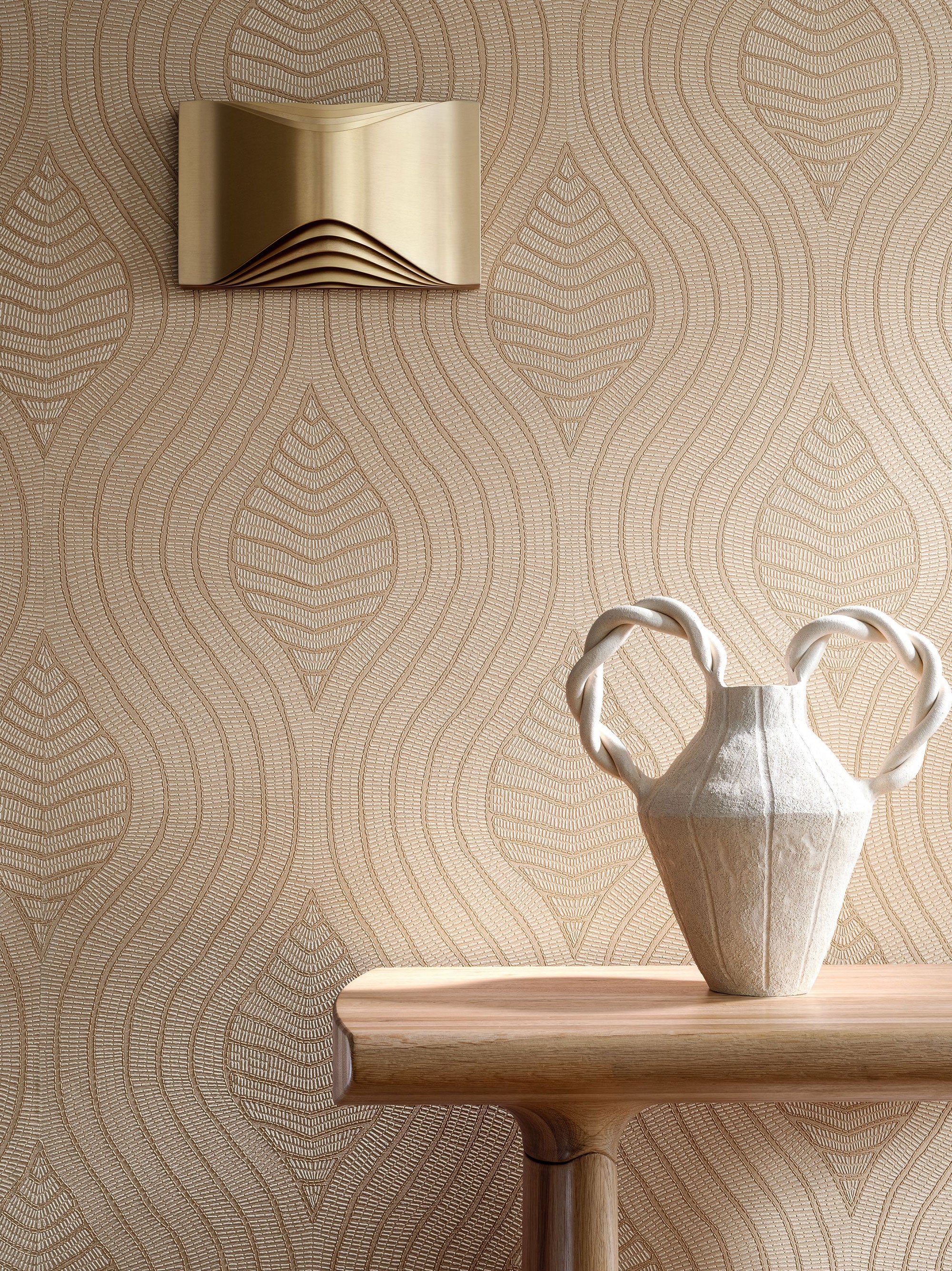 76993364 Brodelia Praliné Broderies Wallpaper by Casamance