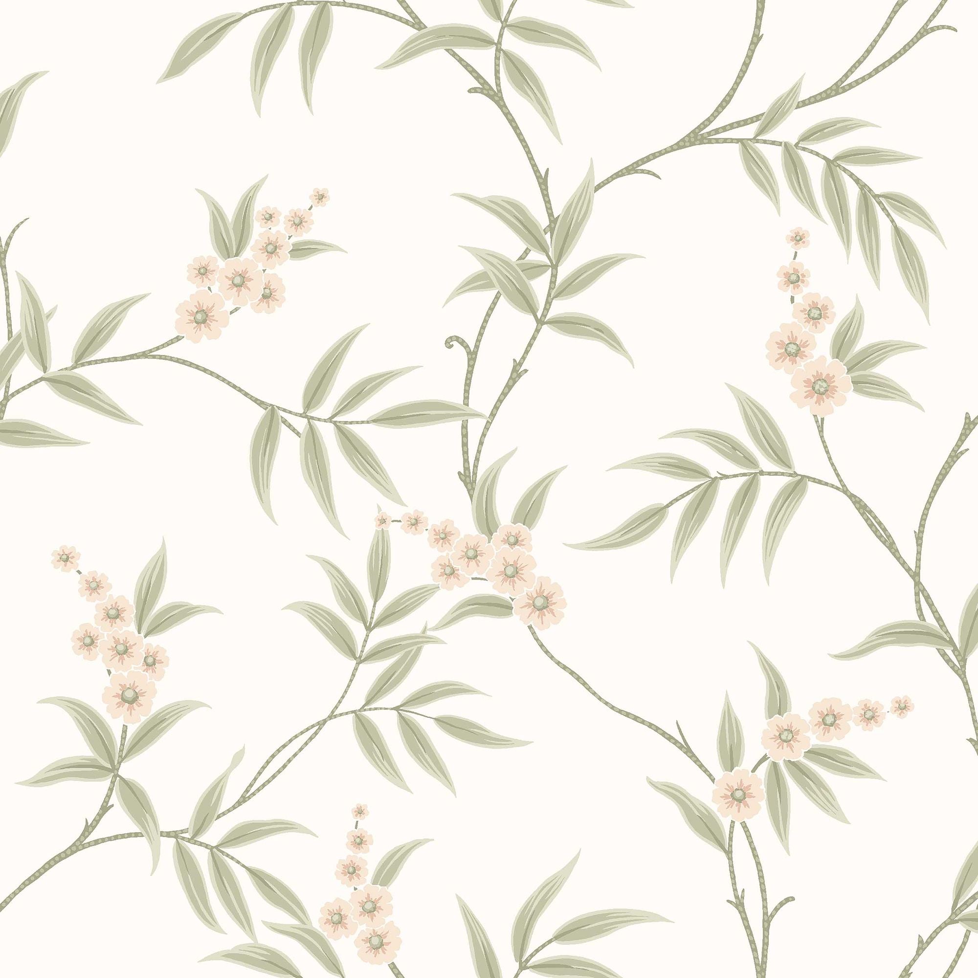 7761 Floral Tree White and Green Adorn Wallpaper by Boråstapeter